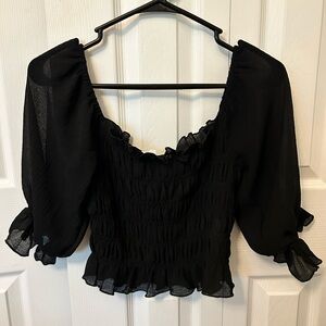 Le Lis Black Ruffled Blouse